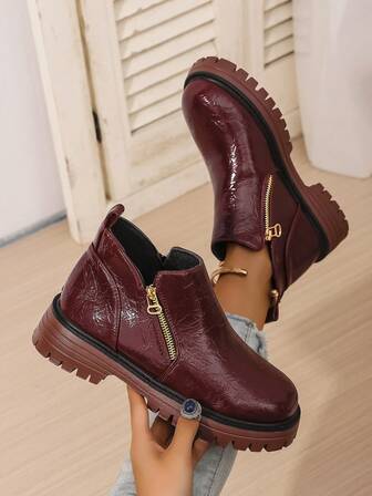 2025 秋冬女士时尚百搭复古休闲踝靴