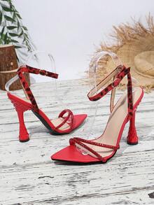 2024 European & American Summer Open Toe High Heel Shoes, Thin Stiletto Heel, One-Strap Sexy High Heel Sandals For Women