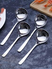 1件/2件/4件装304不锈钢勺，深而厚的长柄家用饮水勺，大圆碗勺，小勺，粥勺