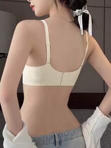 White Deep V Soft & Comfortable Padded Brassiere For Small Bust,Lift & Support,Half Cup Underwire Bra - White - View 5