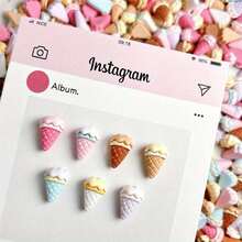 10/30/50pcs Mini Ice Cream Cone Resin Charms, Suitable For DIY Phone Case, Hair Accessories And Craft Kits - Random Mix - Multicolor - View 5