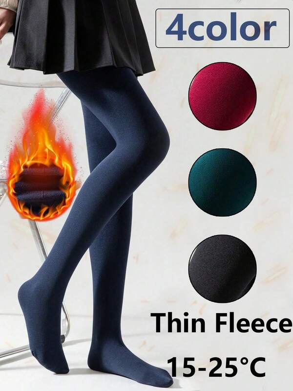 1 par de medias térmicas de talla grande, medias térmicas elásticas de capa base para mujer, medias térmicas delgadas, medias azul marino para otoño/invierno, cómodas