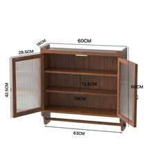 Vintage Double Door Wall Cabinet With 63cm Glass Door, Three Tier Storage And Towel Rack, For Bathroom, Kitchen And Dining Room, Brown. - Brown - View 11