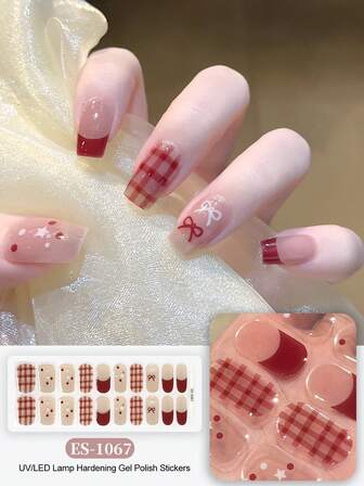 Christmas Halloween EMI Crystal Gel Nails, Transparent Base Glue, 20 Pieces Of Gel Nail Stickers, Stickers, Requires UV Lamp, Salon Quality, Long-Lasting And Durable, ES20 Cross-Border Wholesale Single Piece Direct Shipment, Same Style As The Red Book Nail Stickers, Nail Sticker For Fingertips