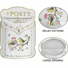 Vintage Wall Mount Mailbox For Outside Metal Decor Mailboxes Antique Style Nostalgic Charm For Home Door Garden Farmhouse House Decorations Bird Patter White - MultiColored - View 5