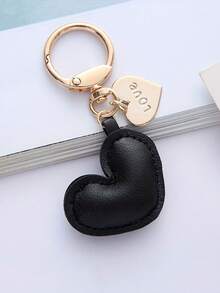 Llavero de cuero minimalista con forma de corazón personalizado, unisex, colgante de amor para parejas, accesorio para bolso - Multicolor - Ver 6
