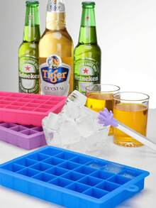 1pc 24-Cavity Flexible Silicone Ice Cube Tray With Lid, Ice Cube Maker, Flexible Ice Cube Mold For Kitchen DIY, Keeps Drinks Chilled For Long Time, Suitable For Whiskey And Cocktails, Reusable - Multicolor - View 5