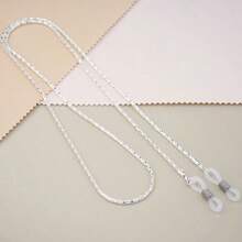 1pc Cute Faux Pearl Metal Eyeglasses Chain, Elegant And Fashionable Sunglasses Chain For Women And Girls, Woman's Glasses Anti Slip Chain,Glasses String For Women,Reading Glasses Chain,Glasses Strap,Sunglasses Lanyard - 銀色 - 查看 5