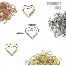 50 Pcs Cute Paper Clips Suitable Ladies Wedding Decoration Document Notes Organization Office Supplies Heart Paper Clips Gold - 50 chiếc + Vàng - Xem 3