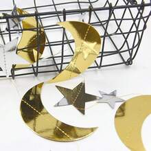 1pc/3pcs Eid Mubarak Star & Crescent Hanging Decor, 2m Mirror Star & Moon Decoration For Eid Al-Adha - Multicolor - View 2