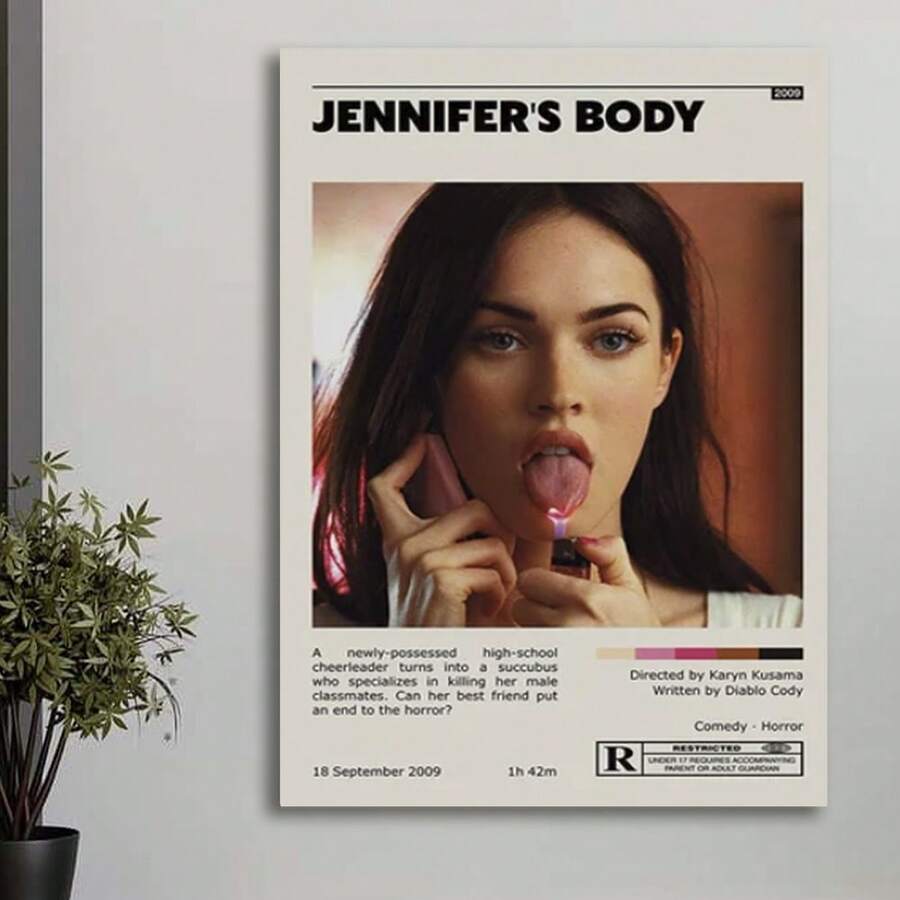 Framed Jennifer's Body Retro Vintage Poster | Minimalist Movie Poster | Retro Vintage Art Print | Wall Art | Home Decor For New Year, Halloween, Thanksgiving Day, Christmas, For Room Decor, Room Painting, Living Room Painting, Halloween Decor, Bathroom Decor, Home Decor, Wall Decor, Bedroom Decor. - In ngẫu nhiên - Xem 1