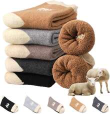 Calcetines térmicos de invierno-5 Pcs,Calcetines de lana para mujeres/hombres,Calcetines de peluche suaves y cálidos engrosados para mujeres,Patrón de camello - 1 - Ver 1