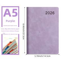 1 PC A5 2026 Nappa PU Planner With Color Monthly Index, Daily Schedule For Study & Work. Includes Templates, Address Book & Annual Calendar – Minimalist Effective Time Management Notebook For Productivity & Self-Discipline. School Supplies - Multicolor - View 14