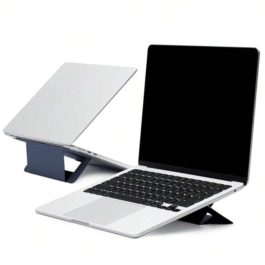 Laptop Stand For Desk, Adhesive Airflow Laptop Cooling Riser For Heat Dissipation With 2 Adjustable Viewing Angles, Foldable & Portable Computer Stand Compatible With Laptops 11inch-16inch, Navy Blue{Inchcolor_nameinch:InchNavyBlueinch,Inchsize_nameinch:InchAdhesiveVersion-AirFlowinch} - 海軍藍 - 查看 1