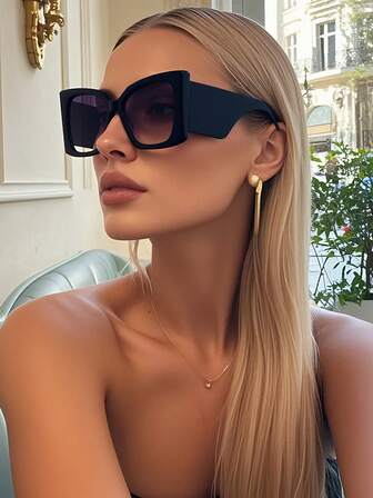 Okulary przeciwsłoneczne Retro z dużą oprawką w kolorze czarnym, stylowe, plastikowe, klasyczne, do noszenia na co dzień, na co dzień, na lato, z ochroną UV, unisex