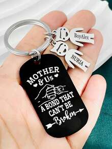 1pc Personalized Laser Engraved Name Keychain, Mother & Child Keychain Souvenir, Backpack Decoration Pendant, Gift For Mom, Mother's Day Customized Child Engraved Bag Charm Key Ring, Birthday Party Keychain Small Gift - Mother + Children - View 15