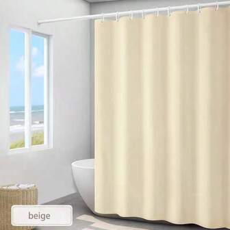 防水防霉加厚纯色布浴帘，涤纶防水浴室帘，酒店纯色隔断帘家居浴室装饰秋季装饰浴室配件返校
