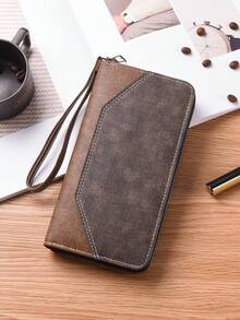 1pc Men's Clutch Bag, Fashion Casual Large Capacity Wallet, Long Style Men's Handbag, Phone Bag, High-End Long Checkbook Holder, With Zipper, Business Casual, Christmas & Thanksgiving Gift