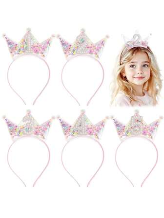 1pc Colorful Liquid Quicksand Hair Band, Cute Hair Accessory Gift For Little Girls, Princess Party Holiday Birthday, Assorted 1-8 Number Styles