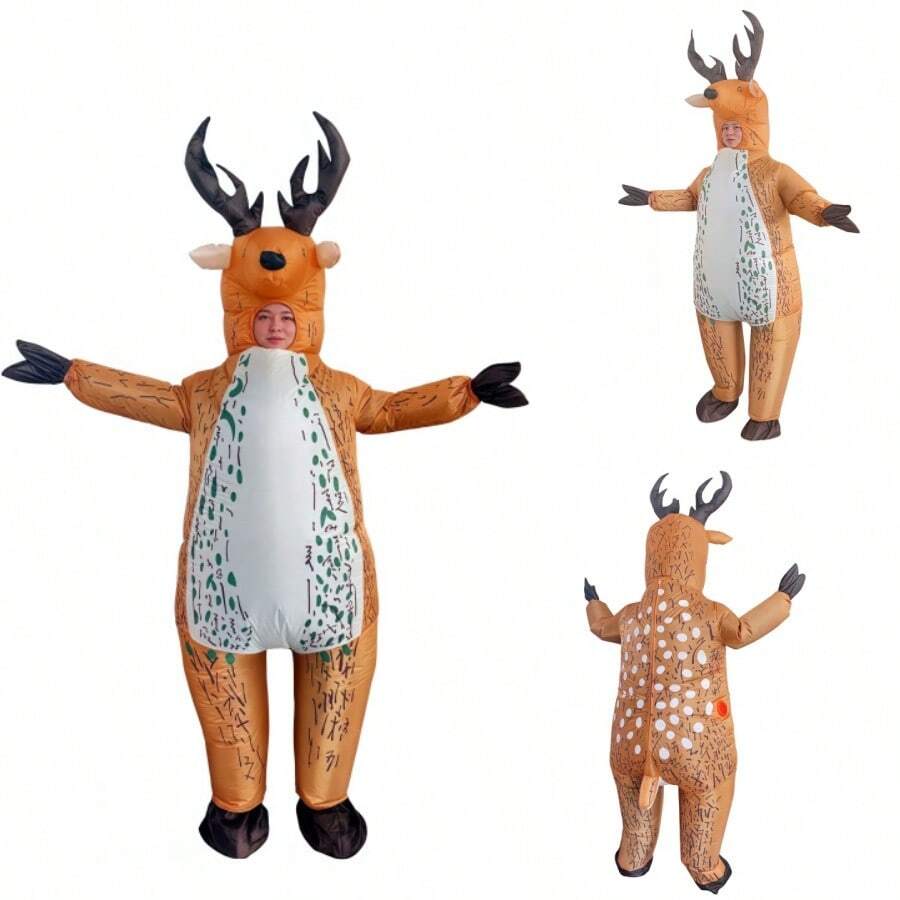 Inflatable Reindeer Costume Adults Reindeer Costume Adult Funny Blow Up Costume Suit Inflatable Costume Adult For Christmas Hall ﻿ - Multicolor - View 1