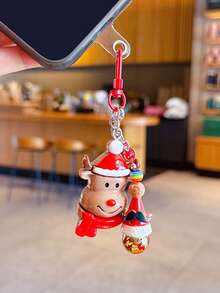 1 Creative DIY Santa Claus/Snowman/Reindeer Beaded Mobile Phone Chain Pendant, Couple Car Keychain, Bag Hanging Accessory, Christmas Gift - Multicolor - View 13