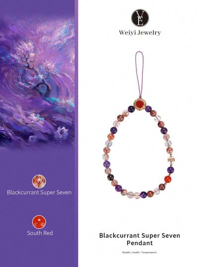  [VE] 1pc High-Quality S925 Silver Black Garnet & Quartz Crystal Pendant, Matched With Carnelian & White Quartz, Suitable For Phone Strap, Bracelet, Camera Strap, Gift For Yourself/Best Friend/Girlfriend/Mom, Jewelry Color Random