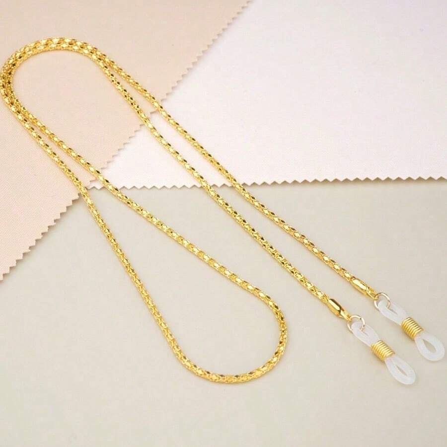 1pc Cute Faux Pearl Metal Eyeglasses Chain, Elegant And Fashionable Sunglasses Chain For Women And Girls, Woman's Glasses Anti Slip Chain,Glasses String For Women,Reading Glasses Chain,Glasses Strap,Sunglasses Lanyard - 金色 - 查看 1