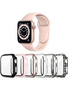 6 件/套时尚防摔超薄钢化玻璃保护套兼容 Apple Watch 38/40/41/42/44/45/46/49mm，兼容 Apple Watch Ultra/SE/Series 10/9/8/7/6/5/4/3/2/1，智能手表配件