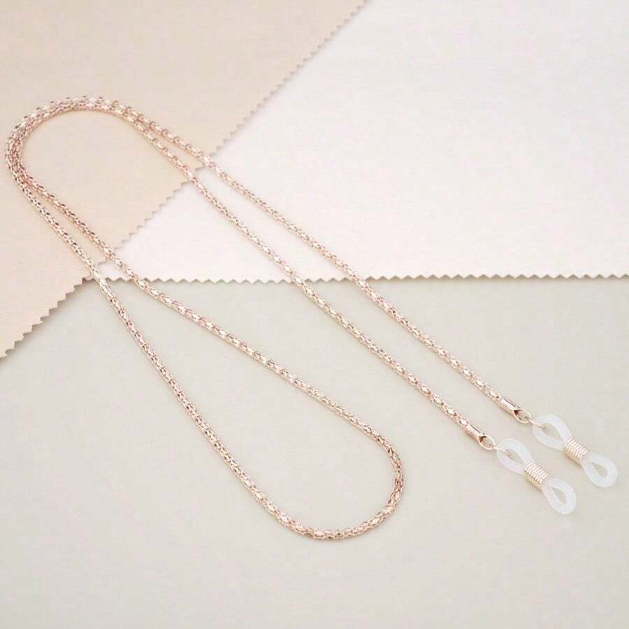 1pc Cute Faux Pearl Metal Eyeglasses Chain, Elegant And Fashionable Sunglasses Chain For Women And Girls, Woman's Glasses Anti Slip Chain,Glasses String For Women,Reading Glasses Chain,Glasses Strap,Sunglasses Lanyard - 玫瑰金色 - 查看 1