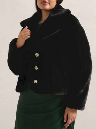 Women Curve Winter Clothes Elegant Fur Coat,Faux Fur Coat,Outfits For Christmas,Date,Party Outfits