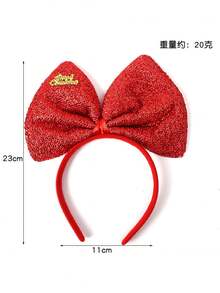 1pc Teen's Christmas Headband, Cute Red Bow Headpiece, Christmas Atmosphere Decoration Accessory - Multicolor - View 4