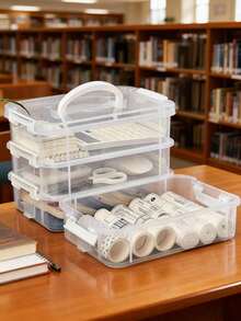 这些多功能收纳盒包括积木收纳盒、工具整理盒和带隔层的抽屉式收纳盒，适合存放玩具、积木和小零件。此外，它们还涵盖药品收纳盒和多层分类收纳方案，适合在家中客厅、卧室和学生宿舍存放杂物和文具。 - 無色 - 查看 6