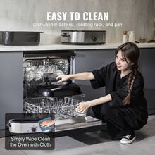 Horno asador eléctrico, horno asador de pavo de 22 cuartos de galón con tapa autocalentable, horno asador de 1450 W con función de descongelación y calentamiento, temperatura ajustable, bandeja y rejilla extraíbles, se adapta a pavos de hasta 26 libras, plateado - Plateado - Ver 6