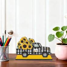 1/4/20pcs Sunflower Wooden Table Card, Sunflower Gnome Decor, Spring/Summer Gnome Centerpiece For Dining Table, Welcome Decor, Party Home Kitchen Gift - Multicolor - View 3