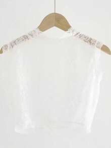 New Detachable Collar Elastic Lace Overlay Sleeveless Top With Floral Lace Trim, Plus Size, Suitable For Autumn/Winter - Multicolor - View 10