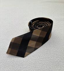 Ties For Grooms And Groomsmen At Weddings, Conferences And Other Events. Slim Checkered Pattern (5.5cm) - 棕色 - 查看 1