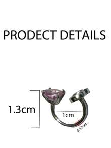 1 件可爱蝴蝶马蹄粉色心形锆石钛耳环耳钉，适合女士，厚度 1.2 毫米，时尚珠宝礼物 - 馬蹄環 - 查看 3