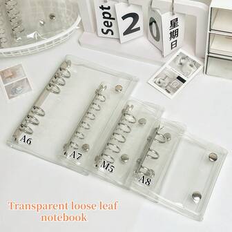 1pc M5/A8/A7/A6 Transparent Loose-Leaf Binder, 3D Embossed Sticker Book, Sticker Album, Double-Ring Soft Leather Cover Planner, Transparent Refill Pages, Kpop Photo Album, Large Capacity Portable Loose-Leaf Notebook, Suitable For Journals, Planners, Scrapbooks, Diaries, School & Office Supplies