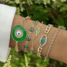 European And American Style Bracelet Bohemian Devil's Eye Bracelet Design Sense Inlaid Diamond Oil Drop Exaggerated Bracelet Set - 31090-ank-G-EP - Xem 10