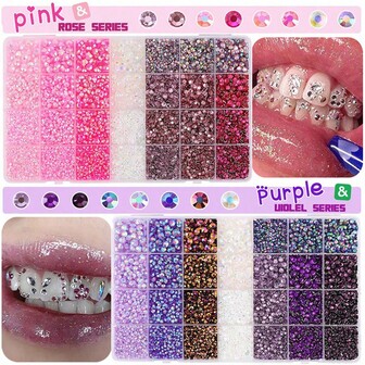 1Set/51pcs Colorful Geometric Pattern Rhinestone Teeth Jewelry Set, Cute Y2K Super Shiny Tooth Decor For Daily, Party, Holiday, Unisex (No Glue Included)