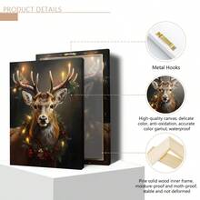 Set de 3 piezas de arte de pared de lienzo navideño - Impresiones de reno, Papá Noel y árbol para decoración festiva del hogar - Perfecto para decoración del hogar, decoración de habitaciones, decoración de dormitorios, decoración de salas de estar, decoración de baños, decoración de paredes, decoraciones navideñas para el hogar, con opción de arte de pared con marco - Multicolor - Ver 11