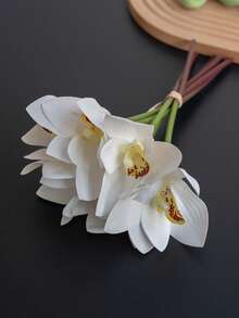 6pcs/Lot Silk-Like Texture Orchid Artificial Flowers, Living Room Tabletop Decor, Home Decoration, Wedding Craft Supplies - Multicolor - View 14