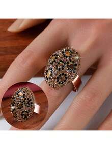 1pc Fashion Cubic Zirconia Decor Leopard Pattern Ring For Women For Daily Decoration - Multicolor - View 5