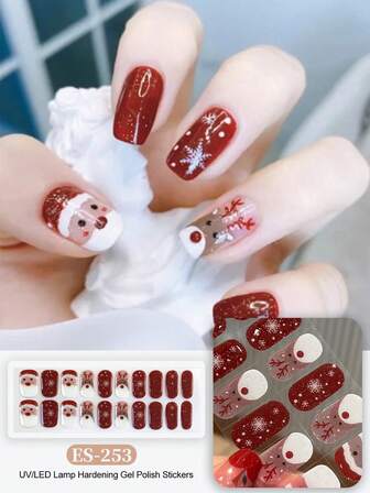 Halloween EMI Crystal Gel Nails, Transparent Base Glue, 20 Pieces Of Gel Nail Stickers, Stickers, Requires UV Lamp, Salon Quality, Long-Lasting And Durable, ES20 Cross-Border Wholesale Single Piece Direct Shipment, Same Style As The Red Book Nail Stickers, Nail Sticker For Fingertips