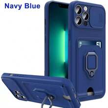 Funda multifuncional con soporte para tarjetas compatible con iPhone 17 Pro Max, con ranuras para tarjetas, ventana deslizante para lente y protección anti-golpes. Compatible con iPhone, teléfonos Android. Regalo para cumpleaños, familia y amigos. Agarre de teléfono con función de empujar y tirar, soporte para teléfono.