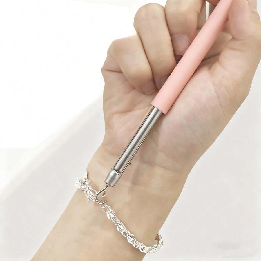 Bracelet Helper, Hand Chain Auxiliary Tool Bracelet Fastener Helper, Jewelry Helper Bracelet Clasp Helper, Portable Bracelet Tool Jewelry And Hooking Equipment Bracelet Attachment Tool, Adjustable Bracelet Fastener - Easy-To-Use Jewelry Helper For Women Used For Necklace And Bracelet Buckle Zipper Adjustment, Jewelry Wearing Assist, Pink - 淺粉色 - 查看 1