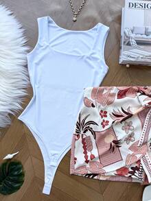 ELLIE Set With Bodysuit (Supplex Bodysuit + Lined Skirt With Shorts) - 上白下粉鳥 - 查看 2