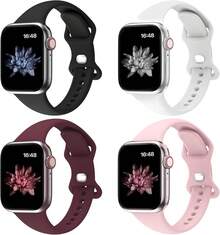 Sport Watch Band Silicone Compatible With Watch Band Women 38mm 40mm 41mm 42mm 44mm 45mm 49mm 46mm, Bands Women Men, Silicone Watch Strap Series 10 9 Ultra 8 6 5 4 3 2 1 SE - Black/White/Wine Red/Desert Blush - View 13