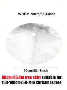 1pc-Faux Fur Christmas Tree Skirt White Plush Skirt For Merry Christmas Party Christmas Tree Decoration