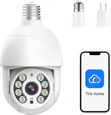 Sunsign Foco con Camara de , Camara de Foco WiFi de 360 °   A Todo Color, IP65 Impermeable,Base E27, Visión Nocturna Audio Bidireccional Detección de Movimiento, Compatible con Alexa - 1 - Ver 5